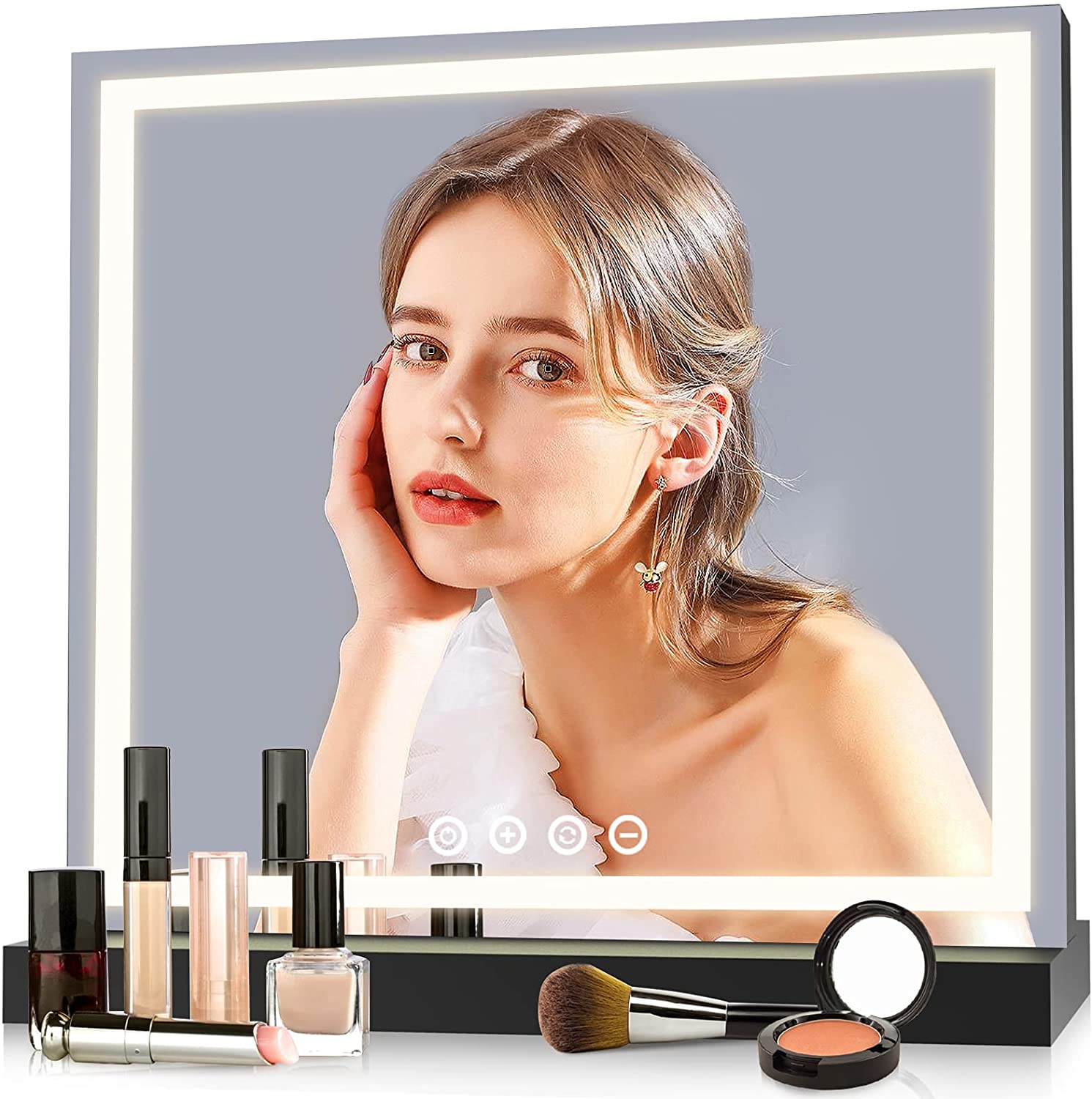 Colorsmoon Vanity Mirror with Lights, Smart Touch Control Large LED Light up Mirror with 3 Color temperatures and 10 Levels of Brightness for Dressing Room & Bedroom