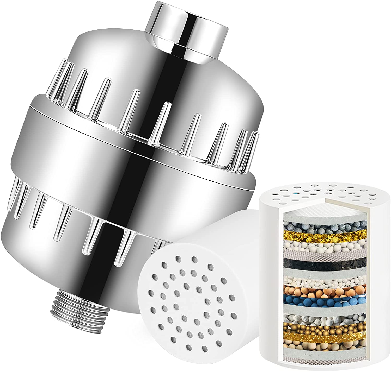 18 stage Shower Filter, Colorsmoon Shower Head Filter to Removes Chlorine and Harmful Substances, Consistent Water Flow Shower Filter for Hard Water Nourishes Hair, Nails, and Skin